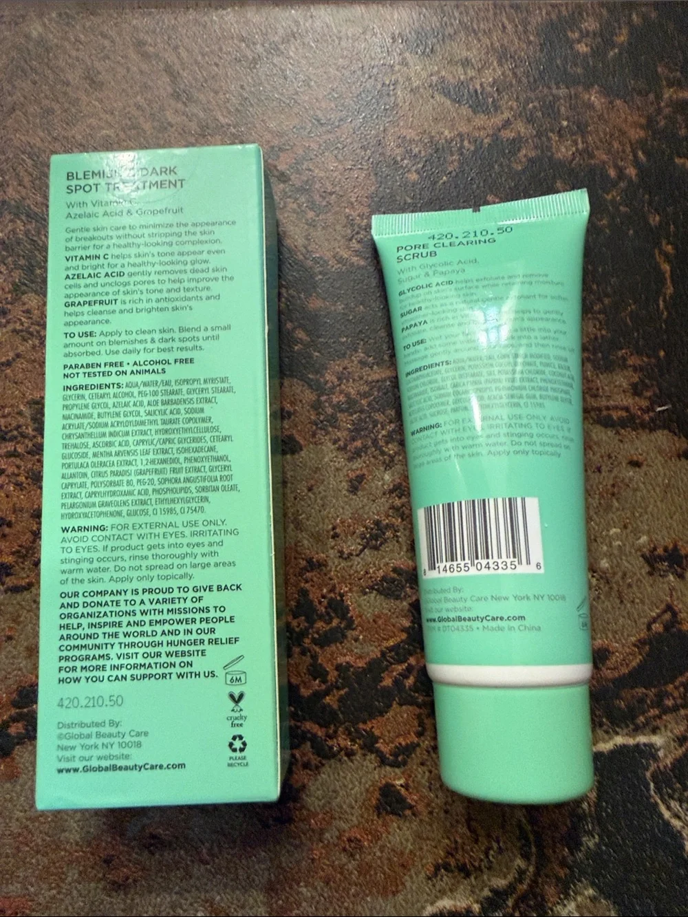 Global Beauty Blemish Care Bundle Control Cream Gel & Pore Clearing Scrub, New